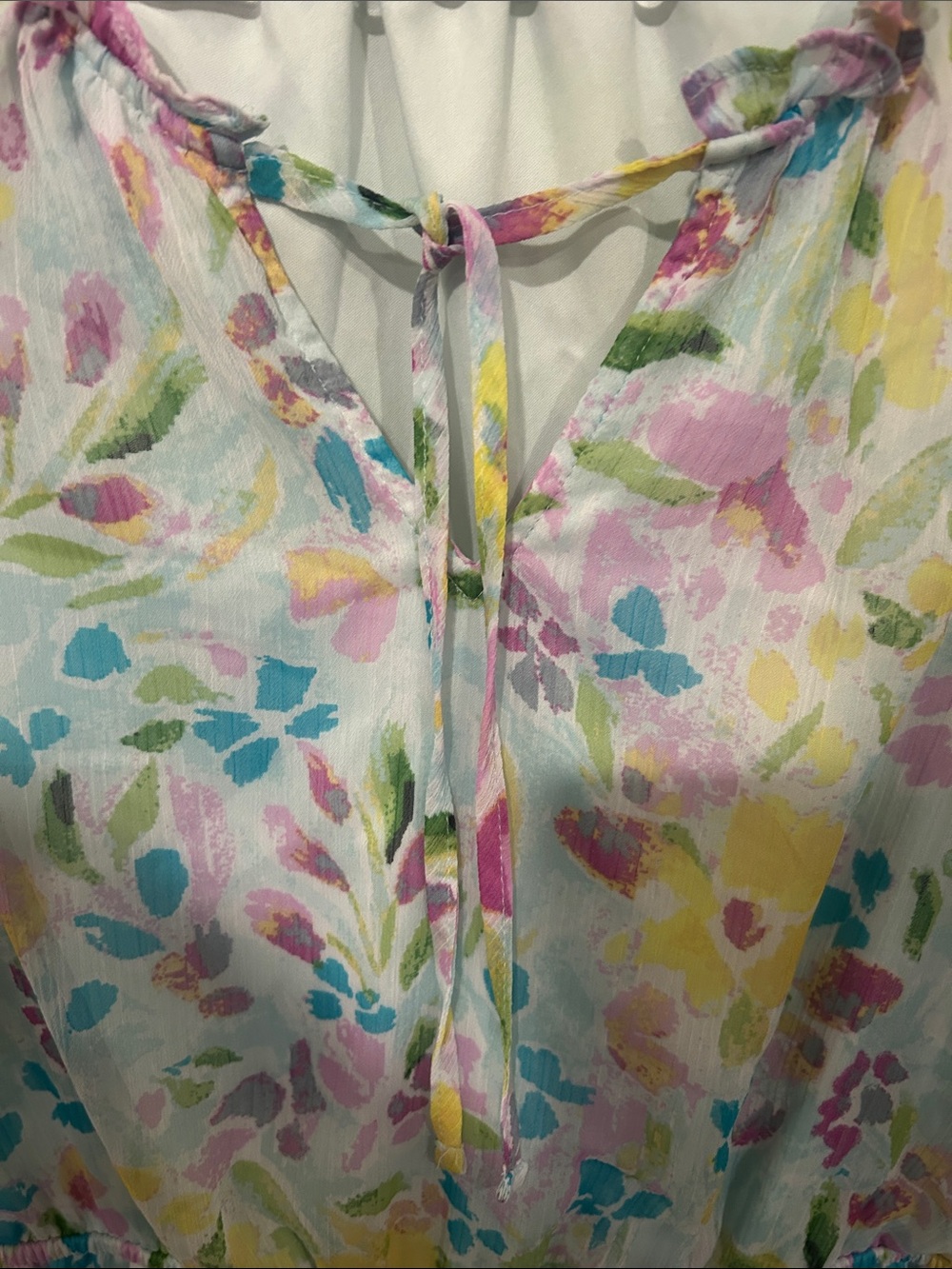 LC Lauren Conrad Pastel Floral Tie-Neck Ruffle Dress - Multicolor - Picture 3 of 6